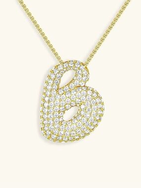 Avaria Bubble Initial "B" Diamond Necklace Gold